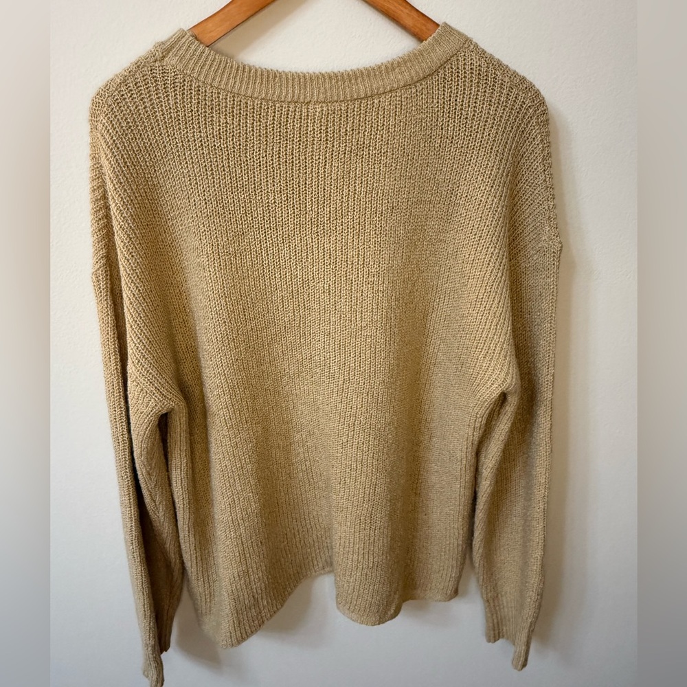 Wishist “Local” Graphic Knit Sweater Beige Crewneck Pullover Size Small - Picture 3 of 7